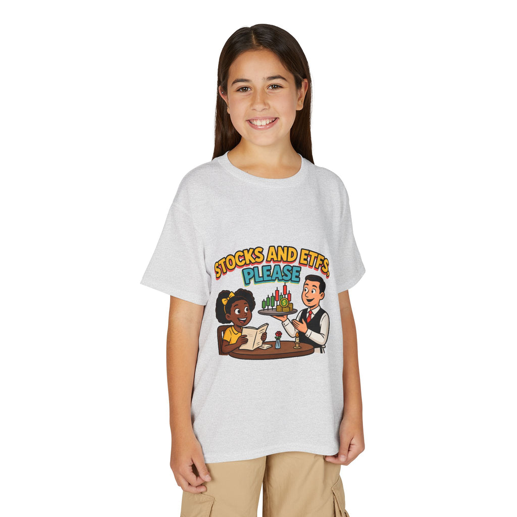 STOCKS AND ETFS, PLEASE. Girls' Youth Tee | Funny Finance Kids Clothing
