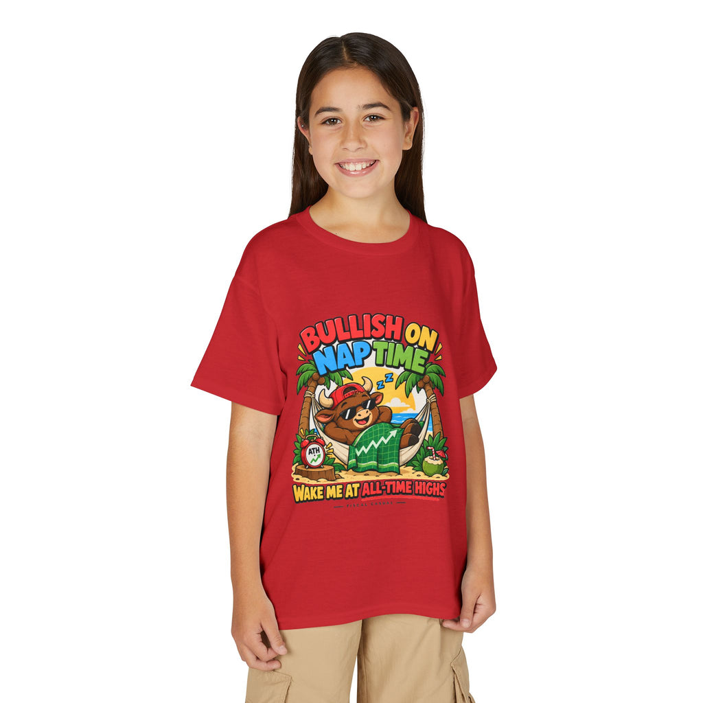 BULL NAP TIME. Youth Tee | Funny Finance Kids Clothing