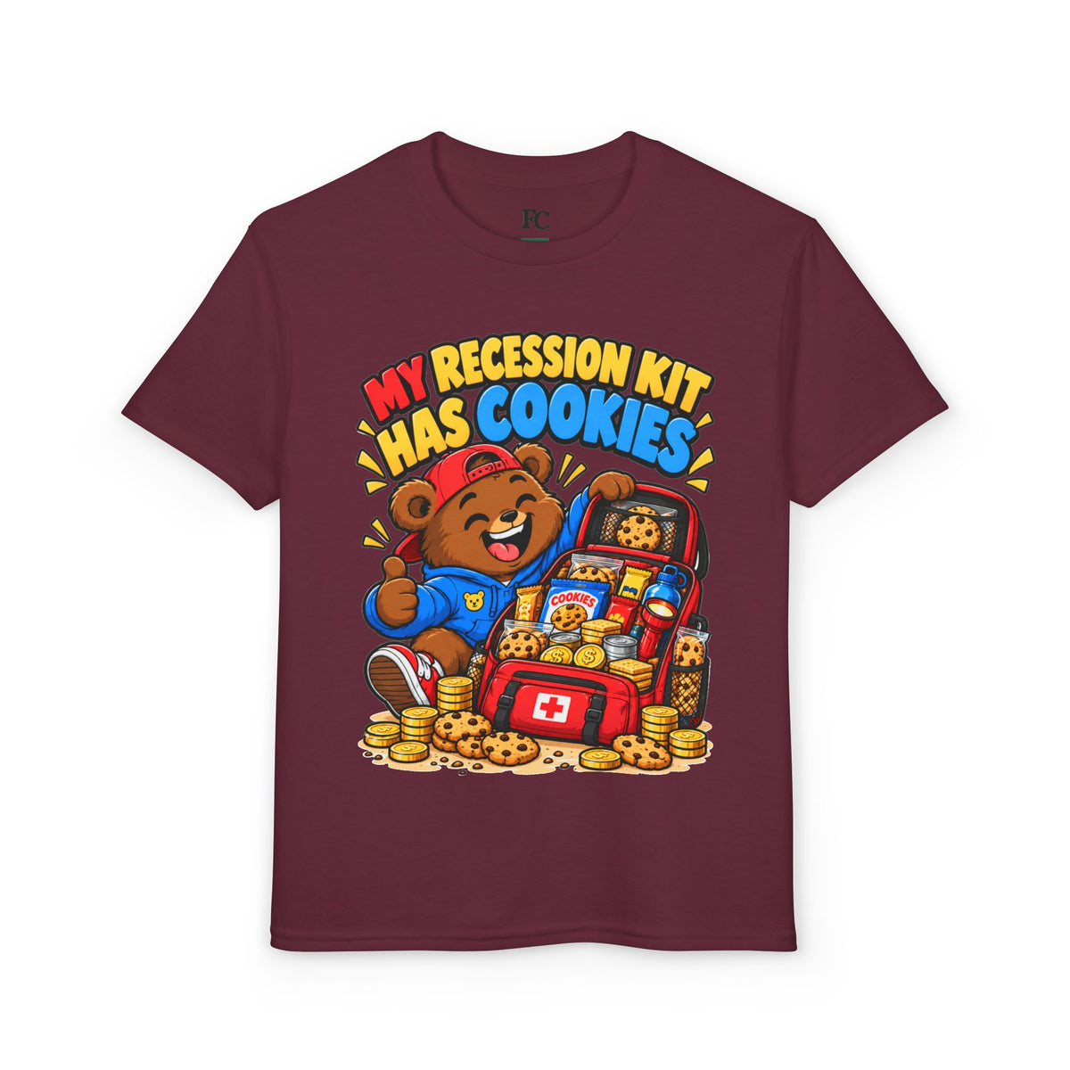 MY RECESSION KIT HAS COOKIES. Youth Tee | Funny Finance Kids Clothing