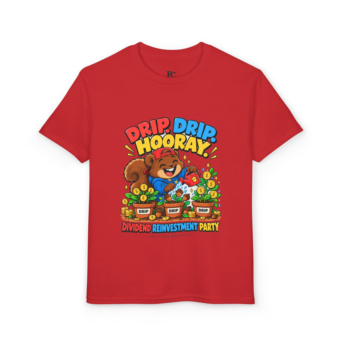 SQUIRREL DIVIDEND PARTY. Youth Tee | Funny Finance Kids Clothing