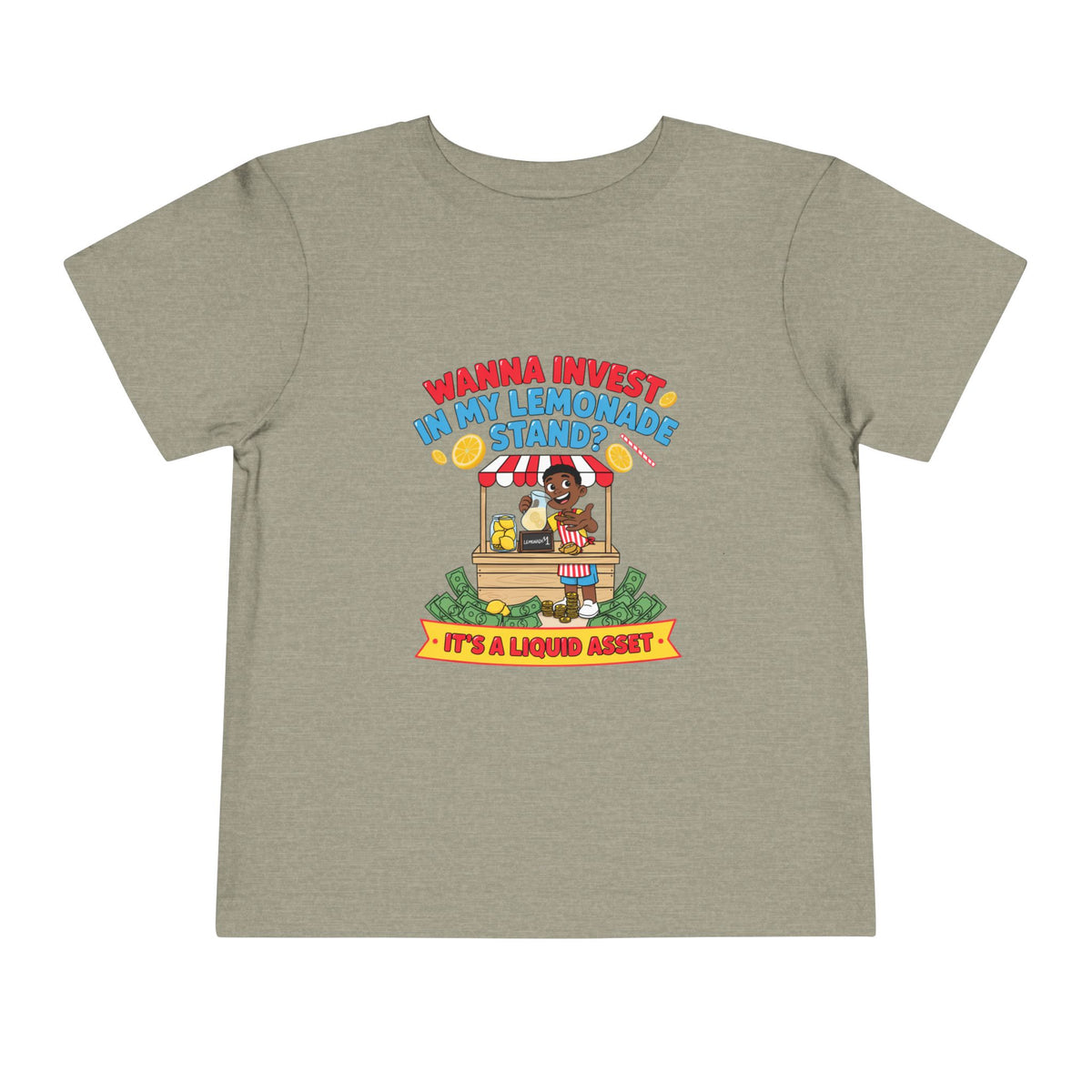 WANNA INVEST IN MY LEMONADE STAND? IT'S A LIQUID ASSET. Boys' Toddler Tee | Funny Finance Kids Clothing