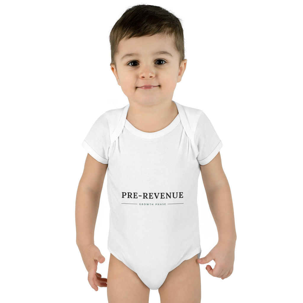 PRE-REVENUE. Fiscal Casual Junior baby bodysuit on a model