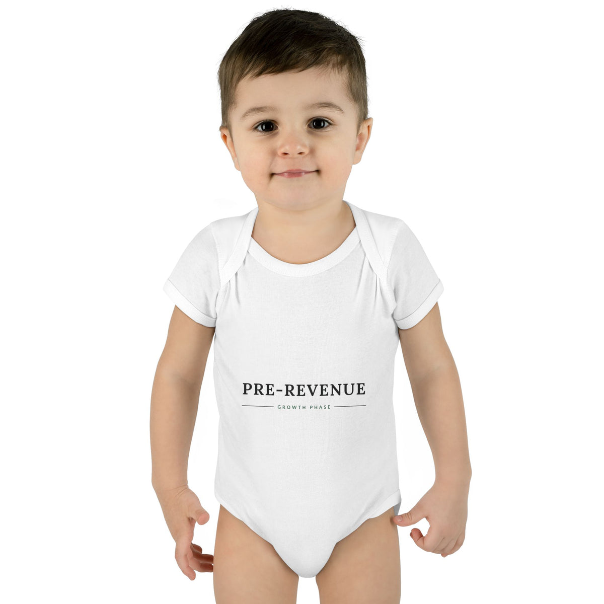 PRE-REVENUE. Fiscal Casual Junior baby bodysuit on a model