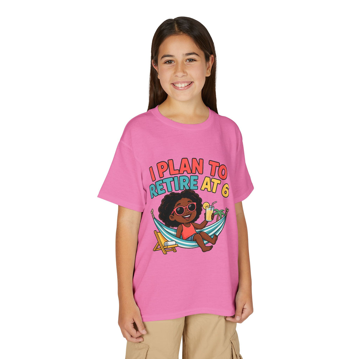 I PLAN TO RETIRE AT 6. Girls' Youth Tee | Funny Finance Kids Clothing