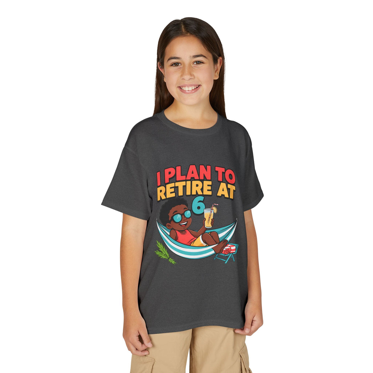 I PLAN TO RETIRE AT 6. Boys' Youth Tee | Funny Finance Kids Clothing