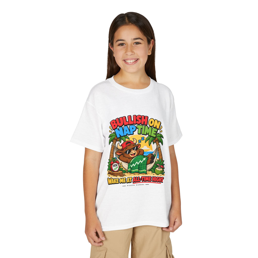 BULL NAP TIME. Youth Tee | Funny Finance Kids Clothing