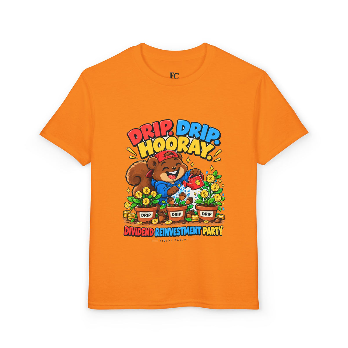 SQUIRREL DIVIDEND PARTY. Youth Tee | Funny Finance Kids Clothing