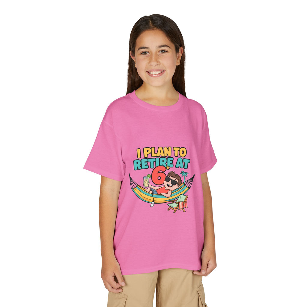 I PLAN TO RETIRE AT 6. Boys' Youth Tee | Funny Finance Kids Clothing