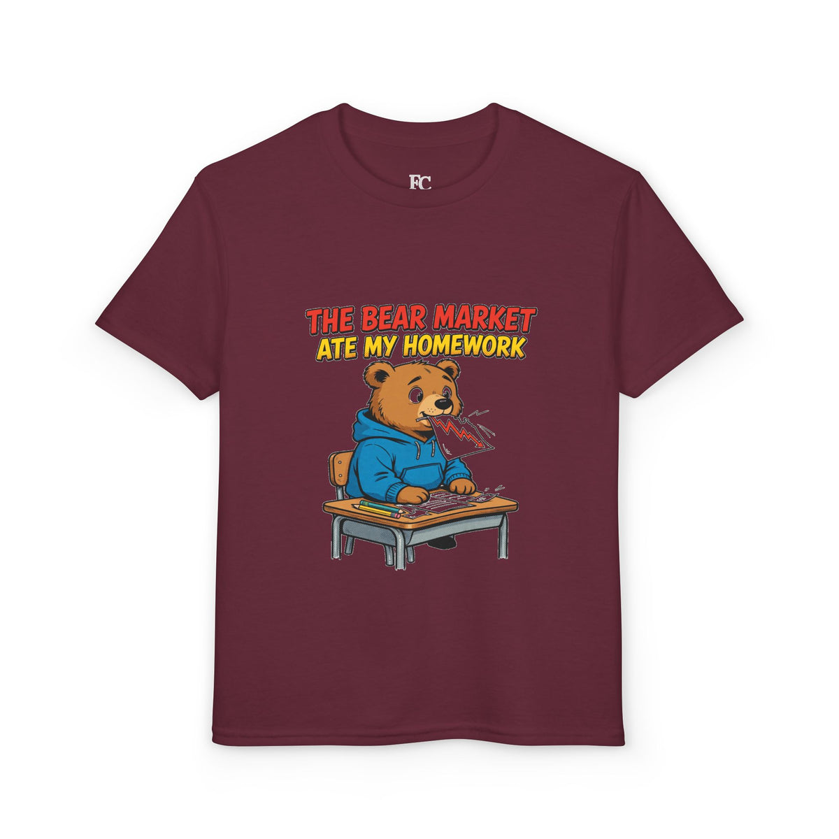 THE BEAR MARKET ATE MY HOMEWORK. Youth Tee | Funny Finance Kids Clothing