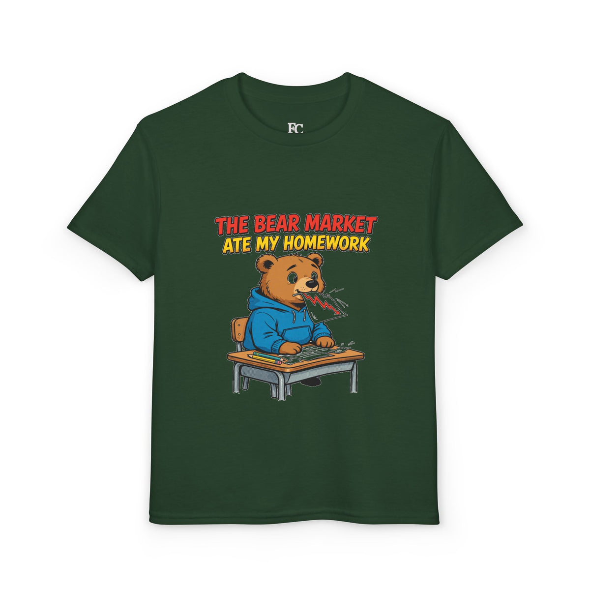 THE BEAR MARKET ATE MY HOMEWORK. Youth Tee | Funny Finance Kids Clothing