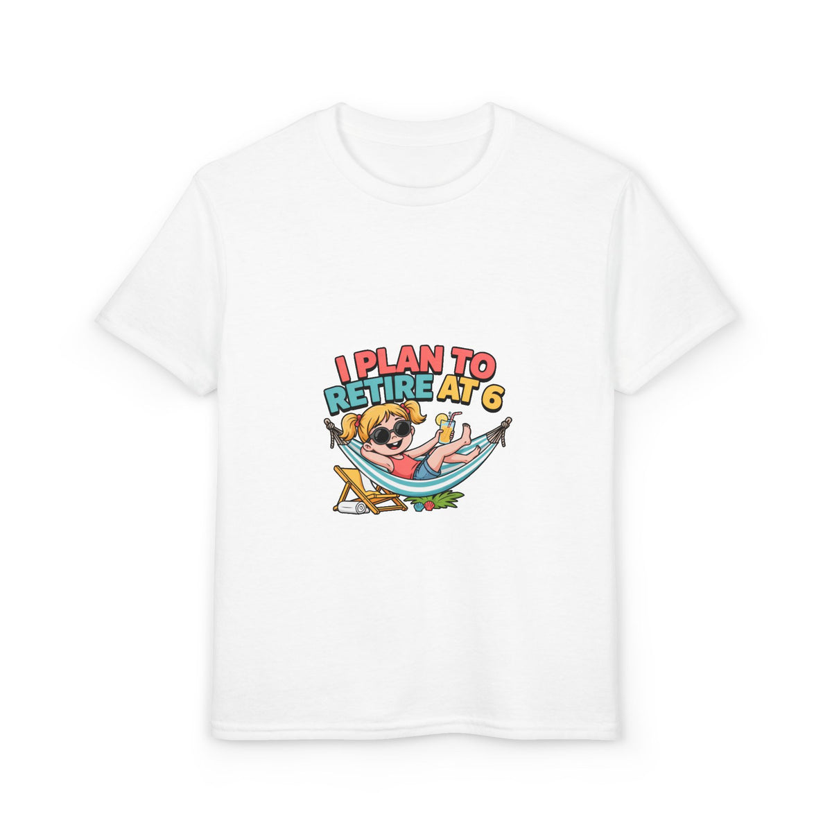 I PLAN TO RETIRE AT 6. Girls' Youth Tee | Funny Finance Kids Clothing