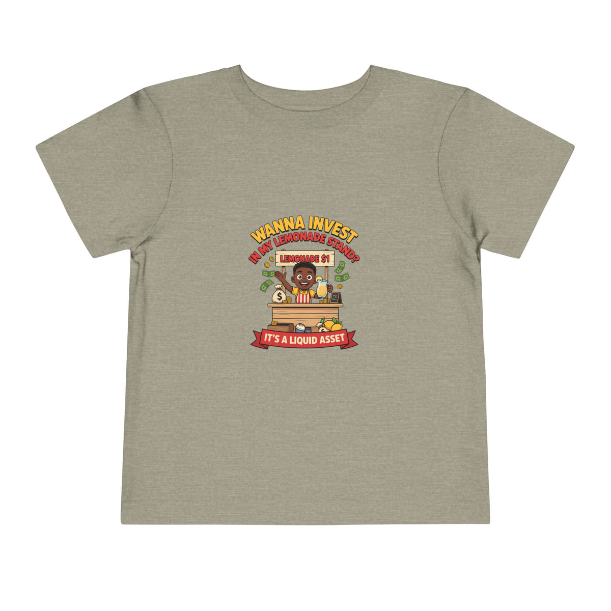 WANNA INVEST IN MY LEMONADE STAND? IT'S A LIQUID ASSET. Boys' Toddler Tee | Funny Finance Kids Clothing