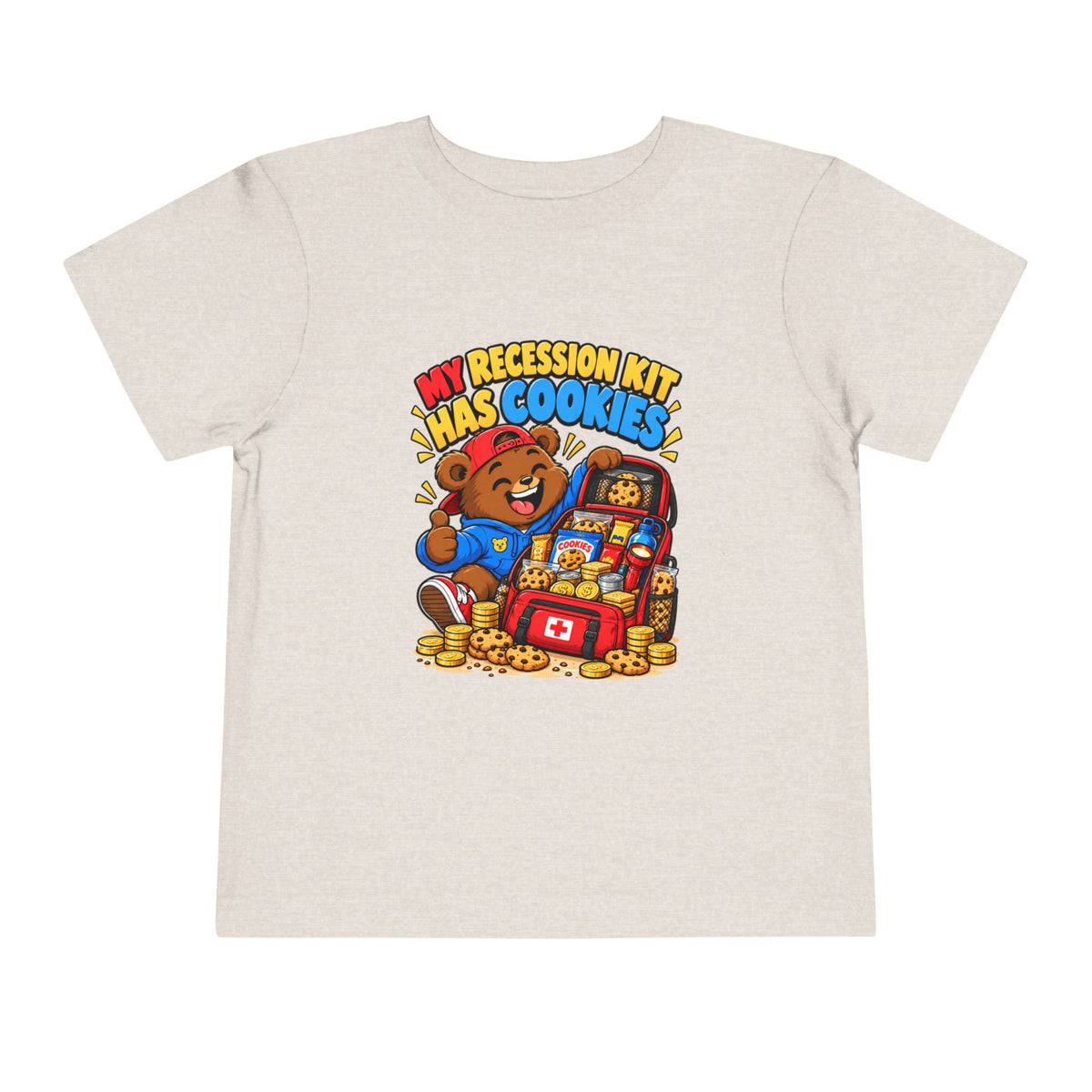 MY RECESSION KIT HAS COOKIES. Toddler Tee | Funny Finance Kids Clothing
