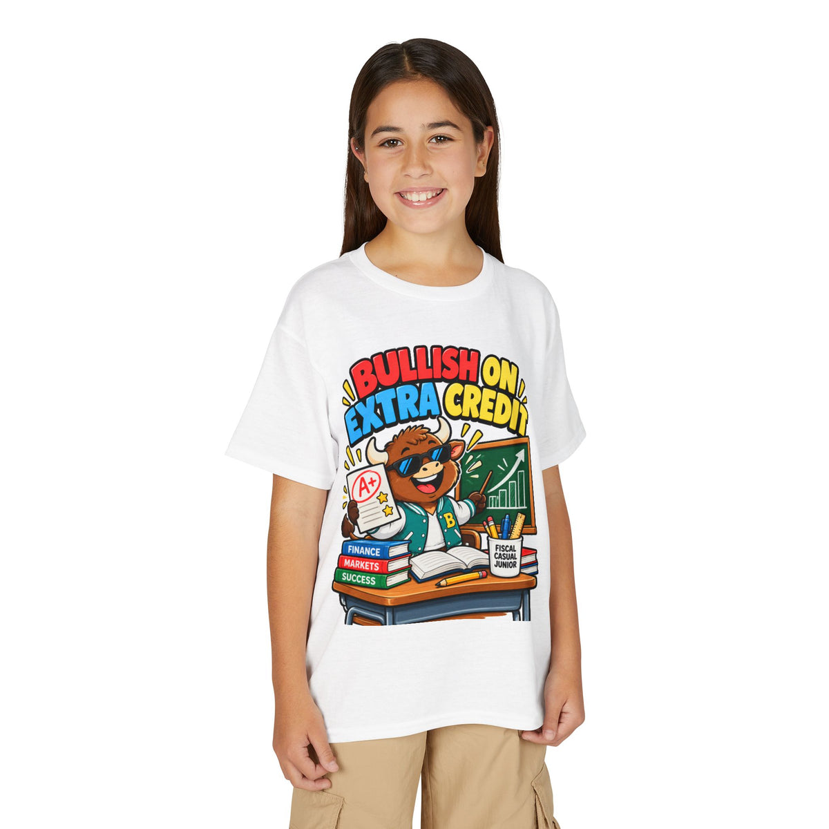 BULLISH ON EXTRA CREDIT. Youth Tee | Funny Finance Kids Clothing