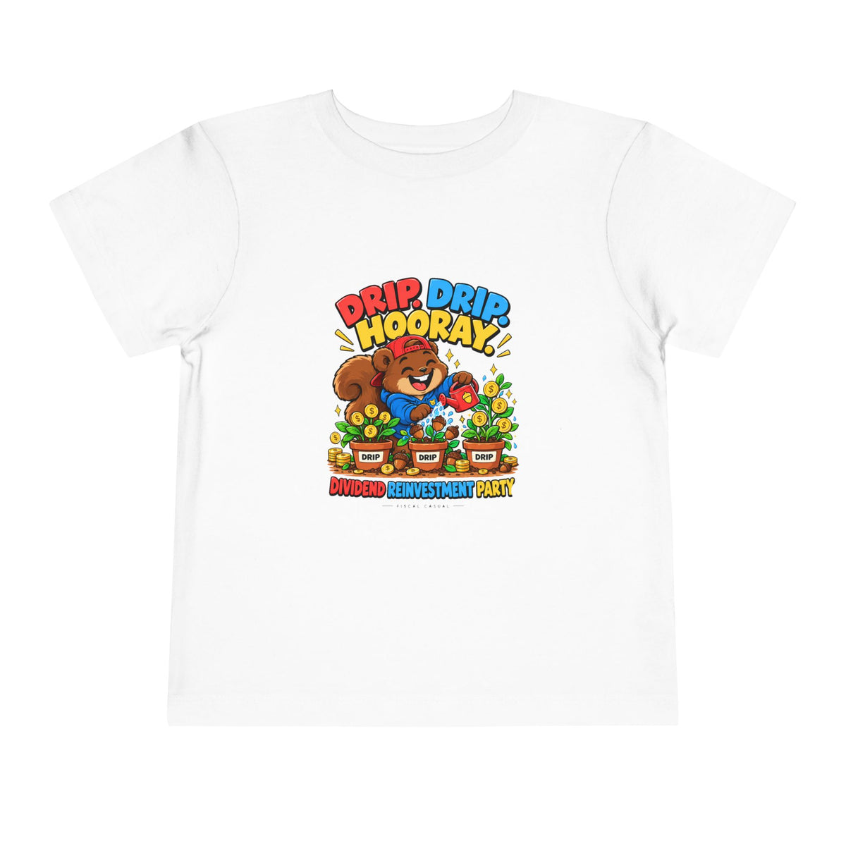 SQUIRREL DIVIDEND PARTY. Toddler Tee | Funny Finance Kids Clothing