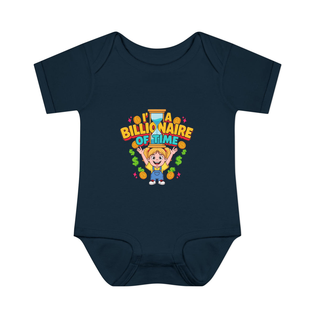 I'M A BILLIONAIRE OF TIME. Girls' Baby Bodysuit | Funny Finance Kids Clothing