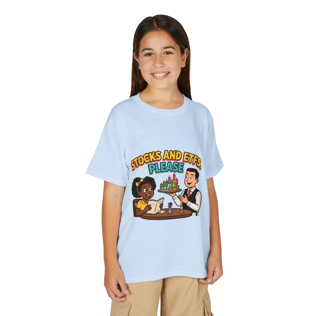 STOCKS AND ETFS, PLEASE. Girls' Youth Tee | Funny Finance Kids Clothing