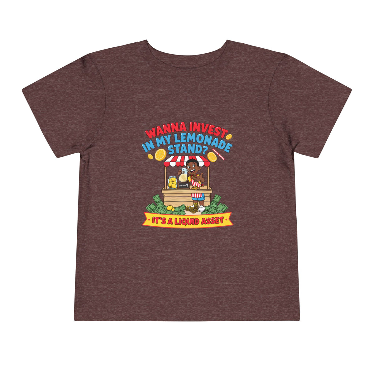 WANNA INVEST IN MY LEMONADE STAND? IT'S A LIQUID ASSET. Boys' Toddler Tee | Funny Finance Kids Clothing