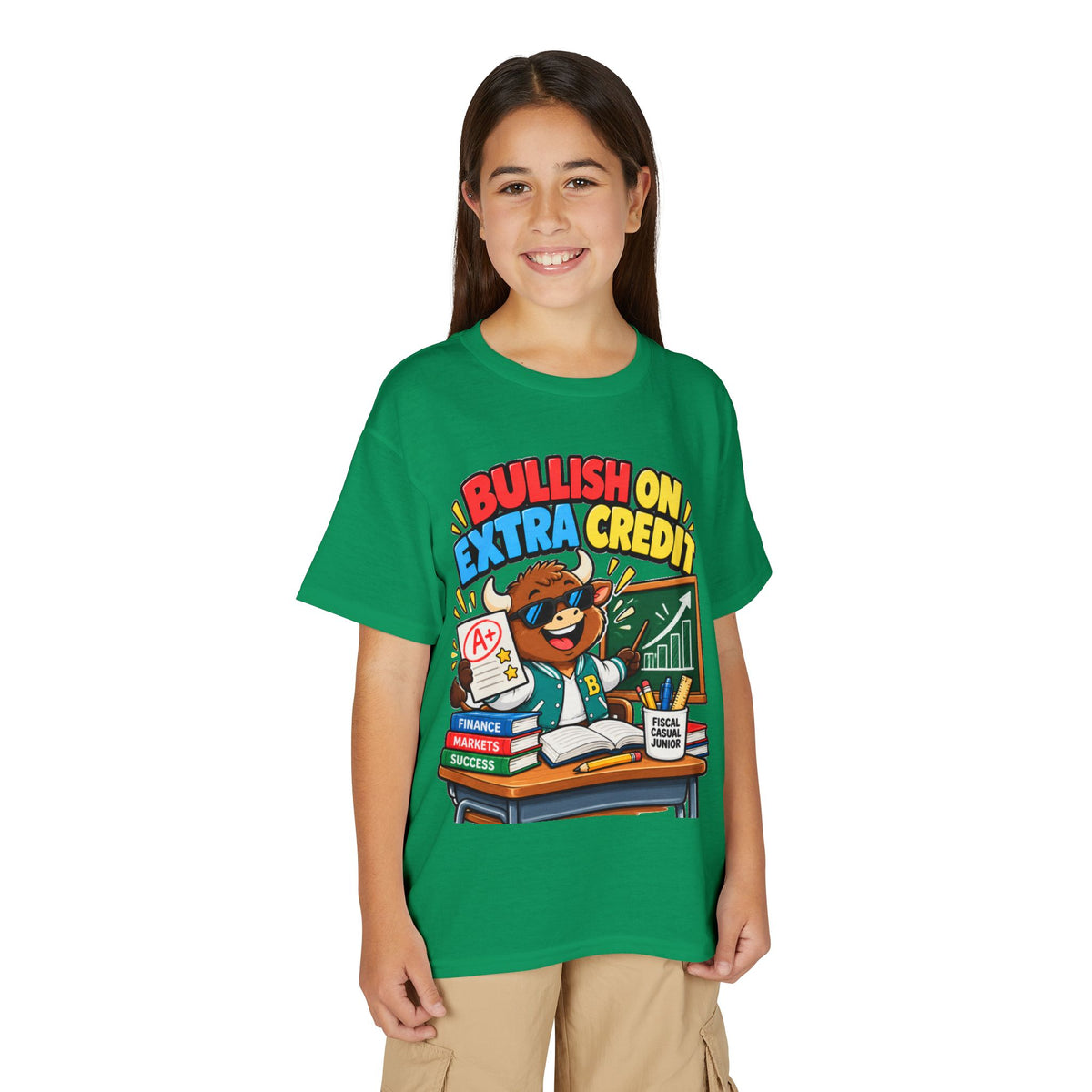 BULLISH ON EXTRA CREDIT. Youth Tee | Funny Finance Kids Clothing
