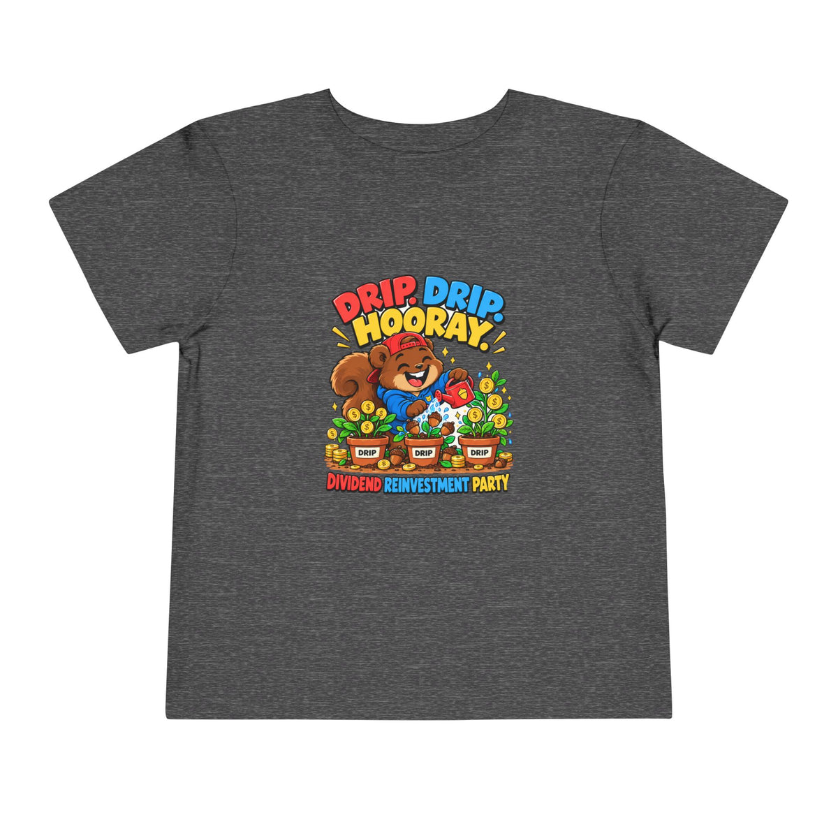 SQUIRREL DIVIDEND PARTY. Toddler Tee | Funny Finance Kids Clothing