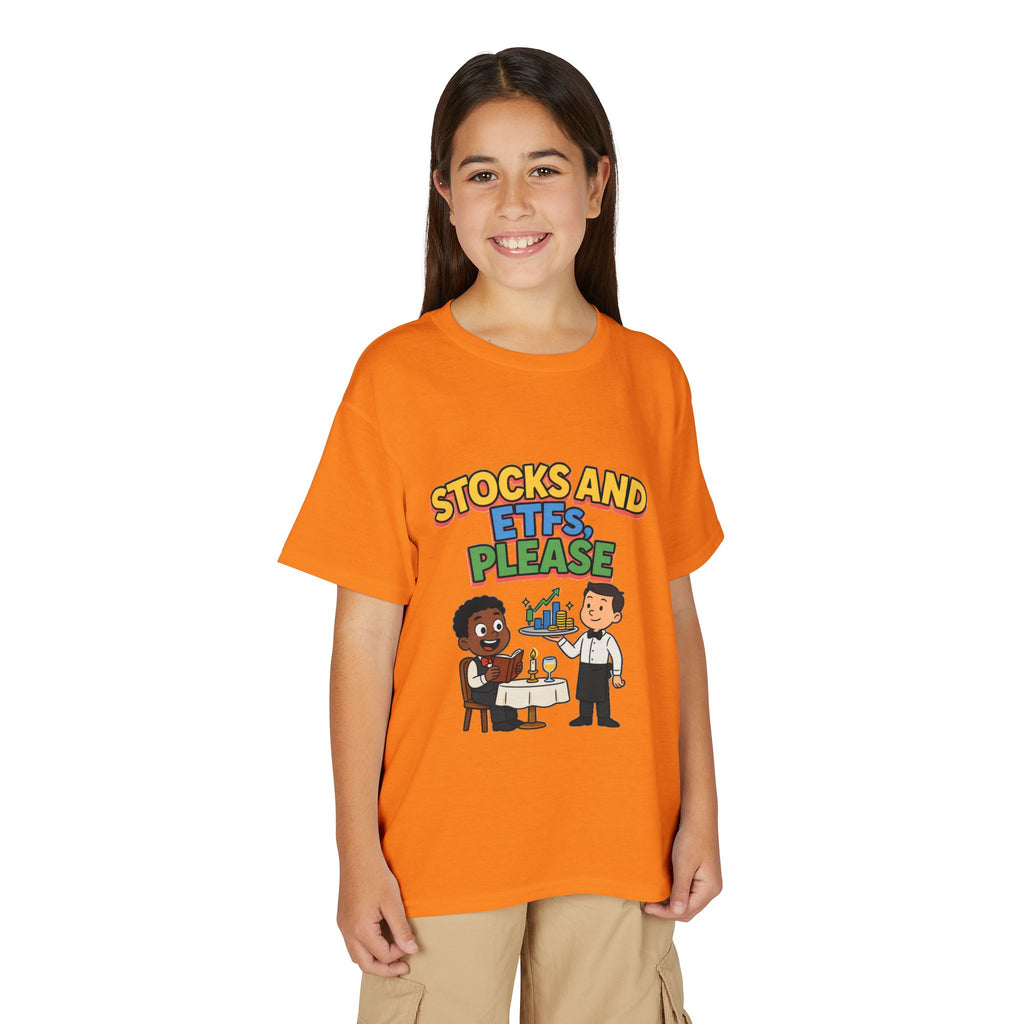STOCKS AND ETFS, PLEASE. Boys' Youth Tee | Funny Finance Kids Clothing