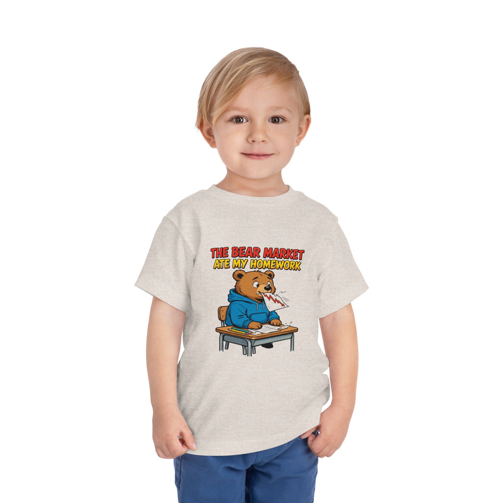 THE BEAR MARKET ATE MY HOMEWORK. Toddler Tee | Funny Finance Kids Clothing