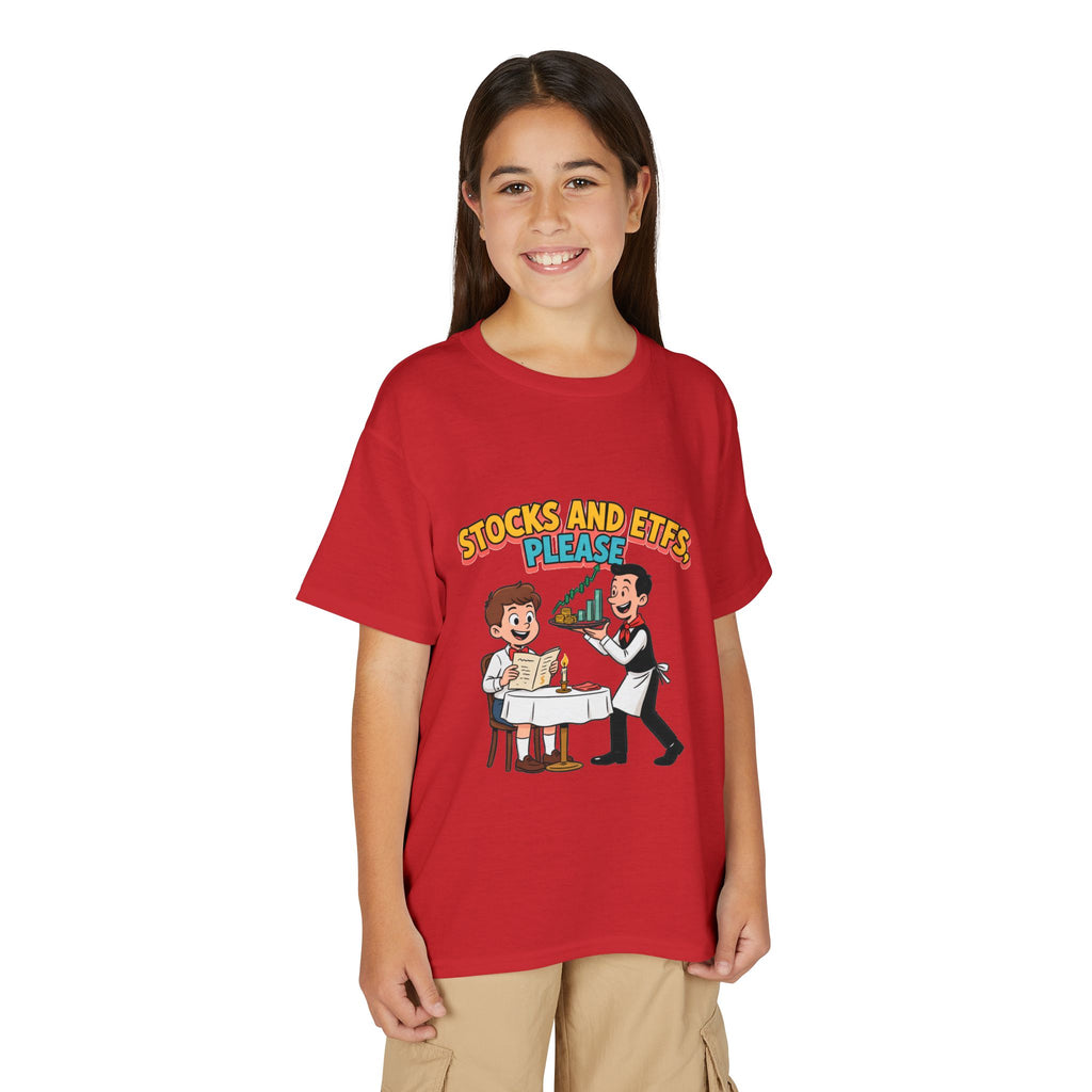 STOCKS AND ETFS, PLEASE. Boys' Youth Tee | Funny Finance Kids Clothing