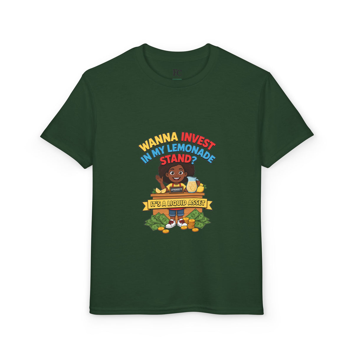 WANNA INVEST IN MY LEMONADE STAND? IT'S A LIQUID ASSET. Youth Tee | Funny Finance Kids Clothing. Youth Tee | Funny Finance Kids Clothing