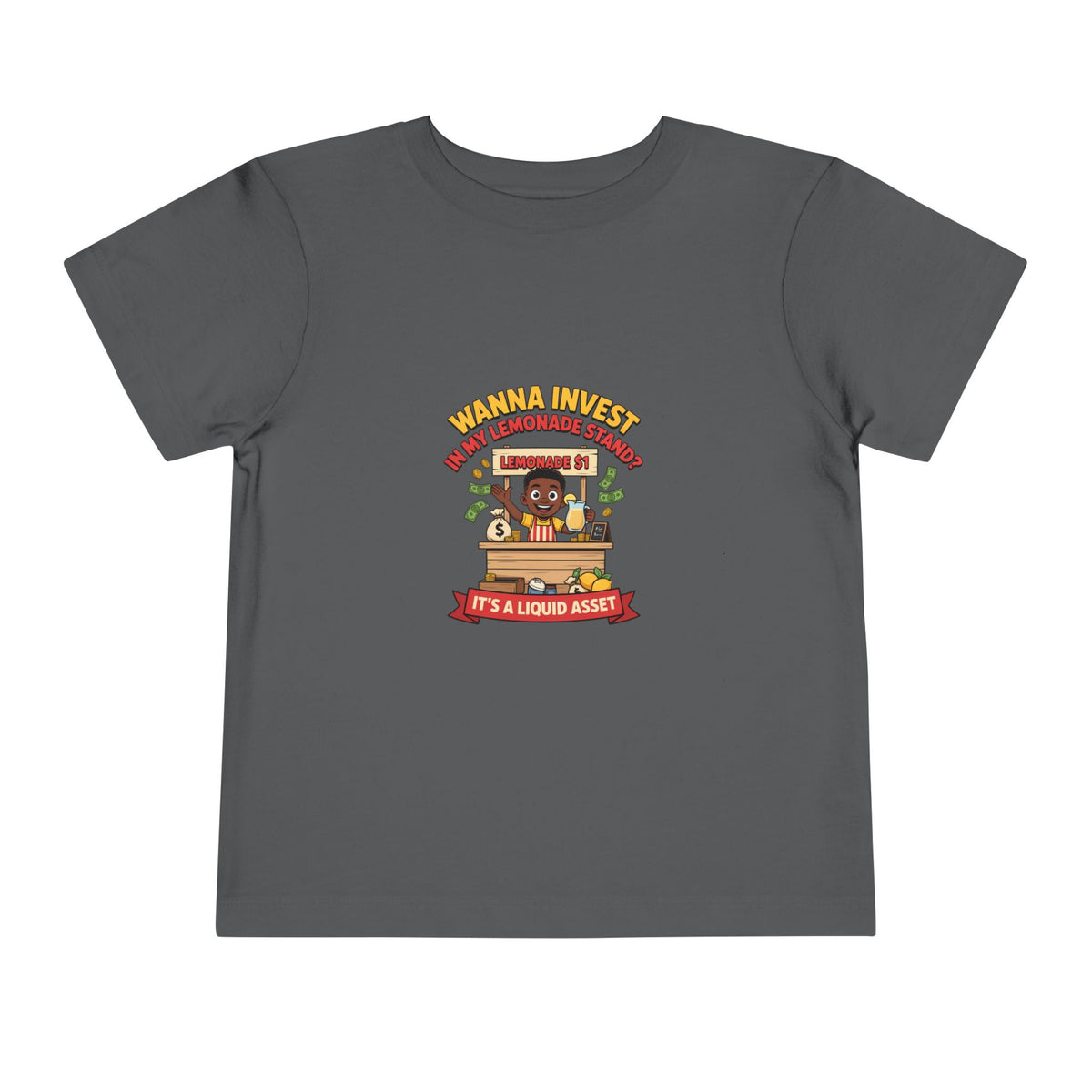 WANNA INVEST IN MY LEMONADE STAND? IT'S A LIQUID ASSET. Boys' Toddler Tee | Funny Finance Kids Clothing