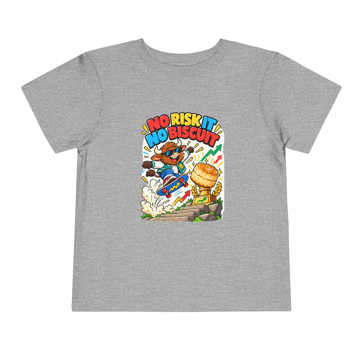 NO RISK IT NO BISCUIT. Toddler Tee | Funny Finance Kids Clothing