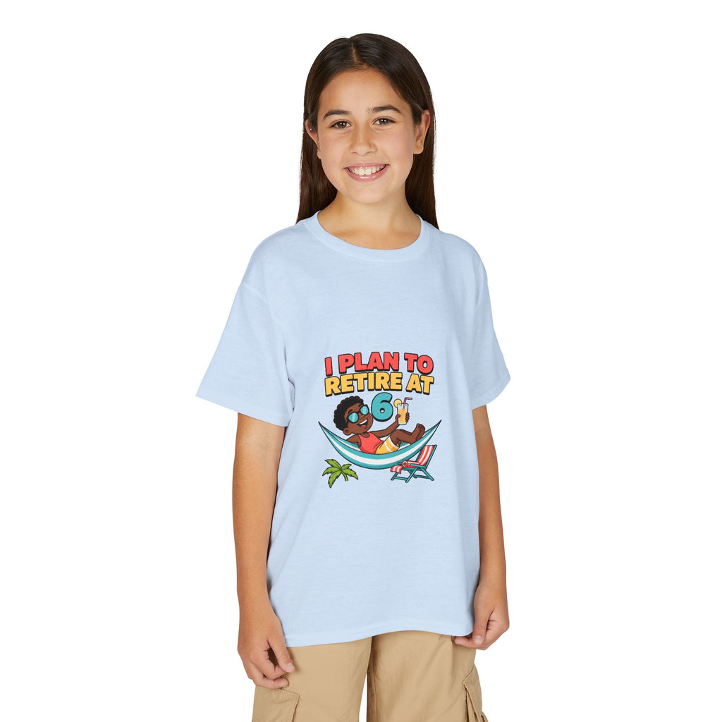 I PLAN TO RETIRE AT 6. Boys' Youth Tee | Funny Finance Kids Clothing