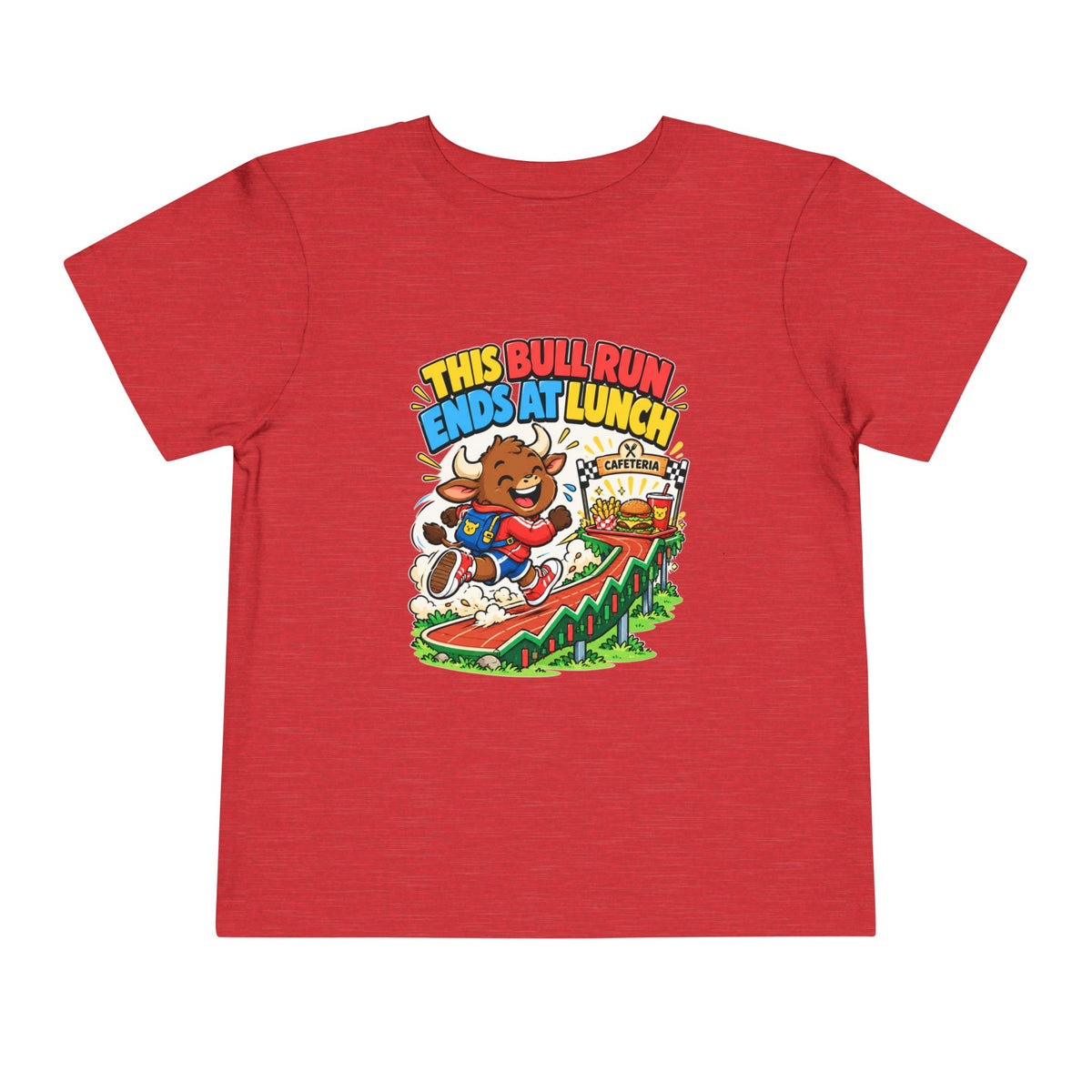 THIS BULL RUN ENDS AT LUNCH. Toddler Tee | Funny Finance Kids Clothing