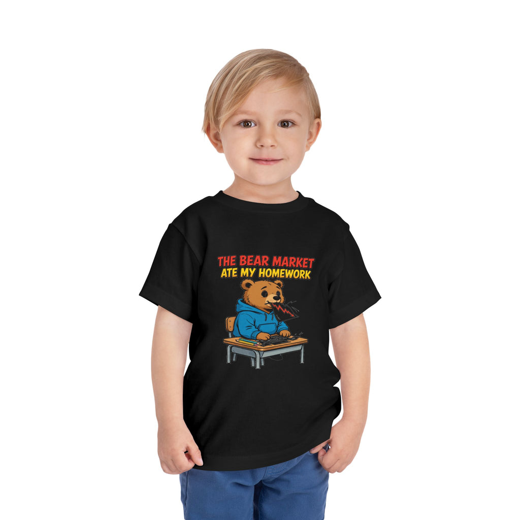THE BEAR MARKET ATE MY HOMEWORK. Toddler Tee | Funny Finance Kids Clothing