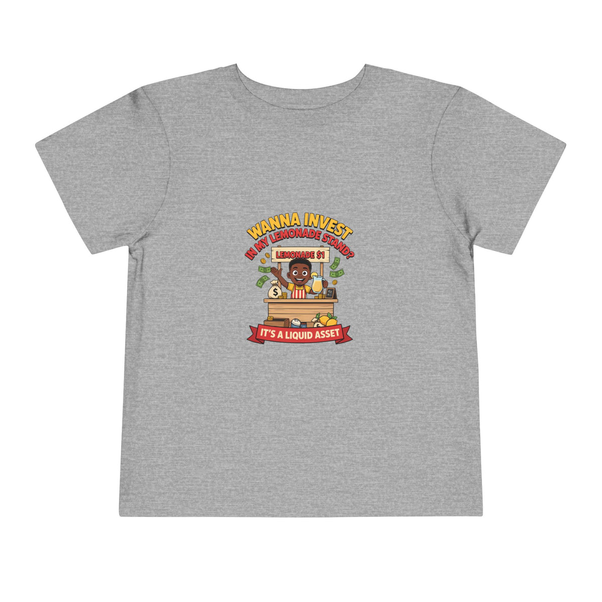 WANNA INVEST IN MY LEMONADE STAND? IT'S A LIQUID ASSET. Boys' Toddler Tee | Funny Finance Kids Clothing