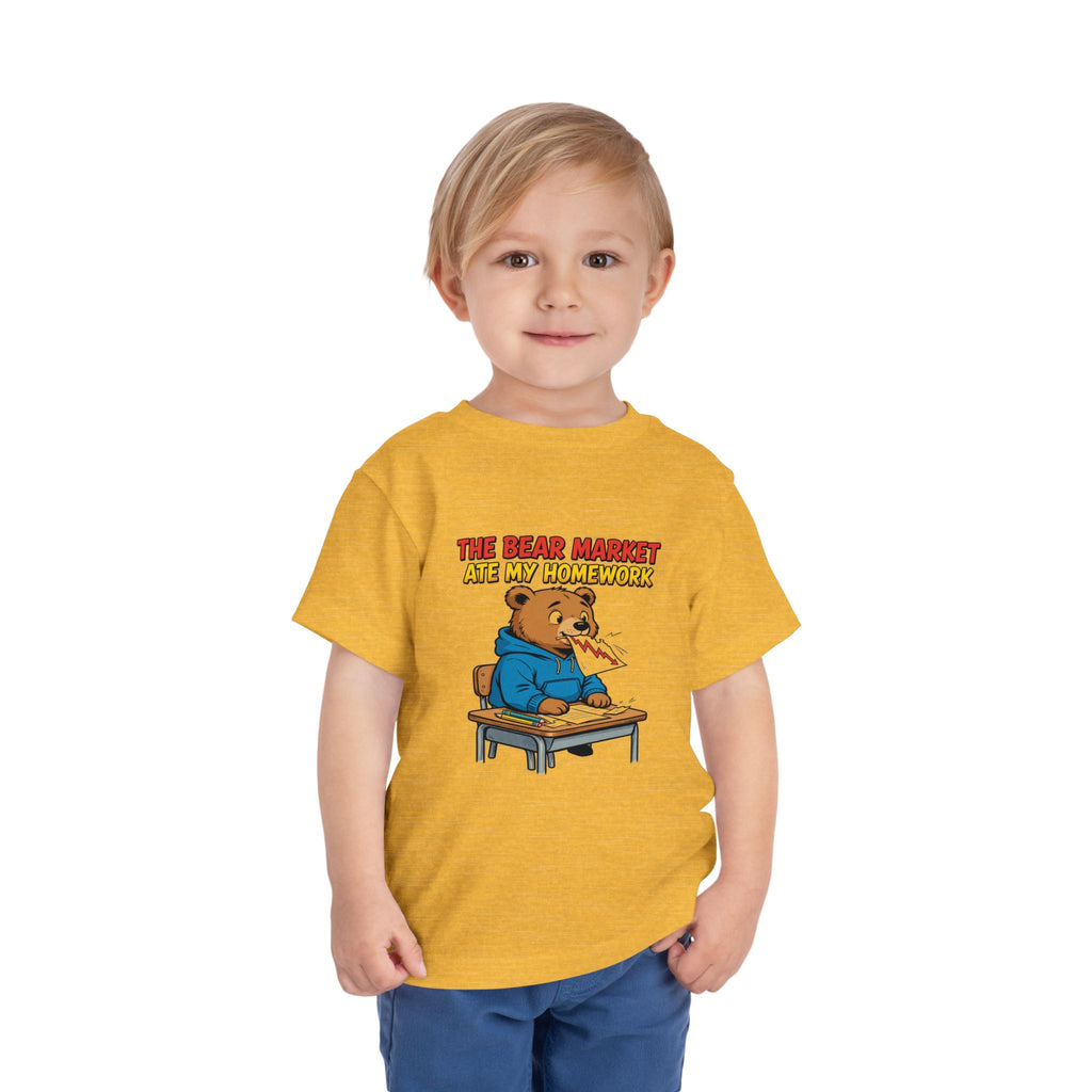 THE BEAR MARKET ATE MY HOMEWORK. Toddler Tee | Funny Finance Kids Clothing