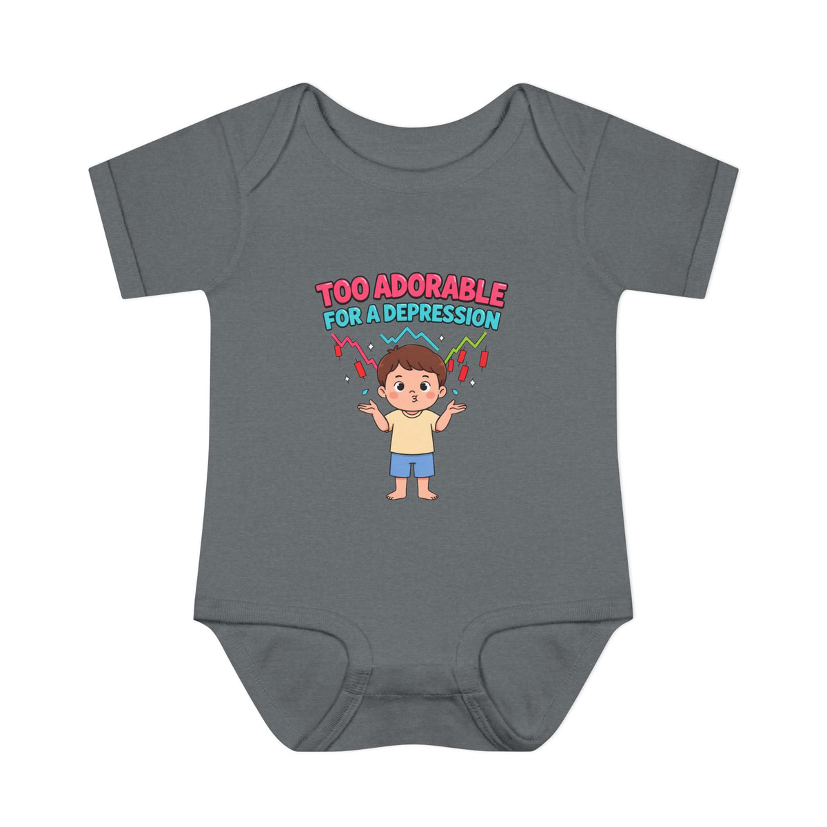 TOO ADORABLE FOR A DEPRESSION. Girls' Baby Bodysuit | Funny Finance Kids Clothing
