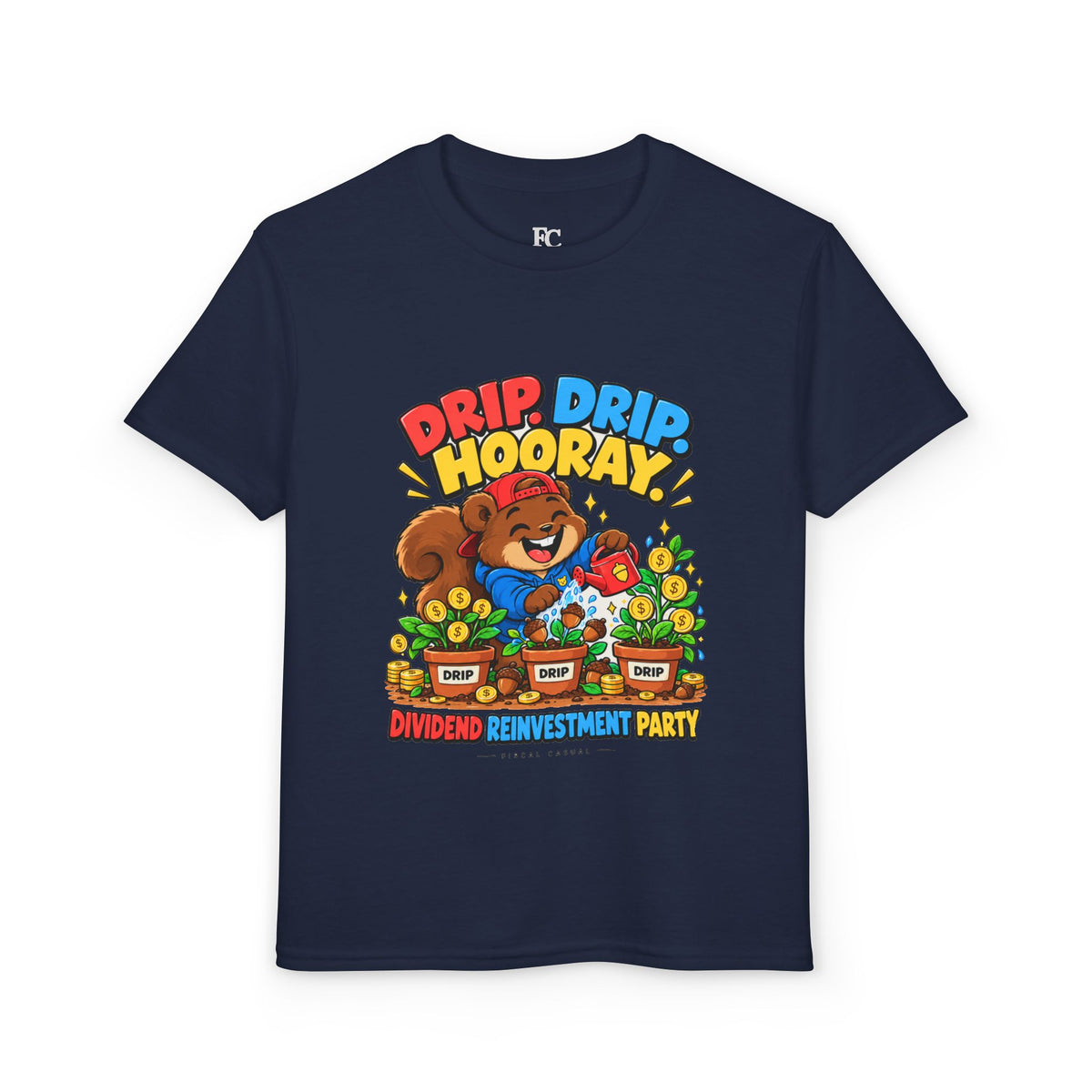 SQUIRREL DIVIDEND PARTY. Youth Tee | Funny Finance Kids Clothing
