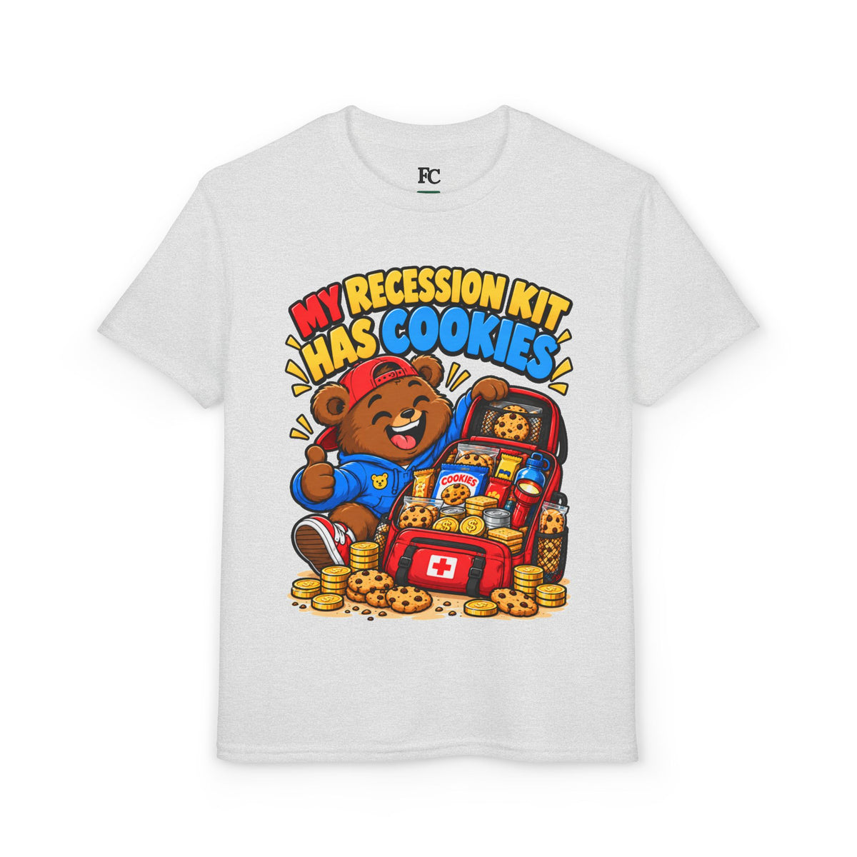 MY RECESSION KIT HAS COOKIES. Youth Tee | Funny Finance Kids Clothing
