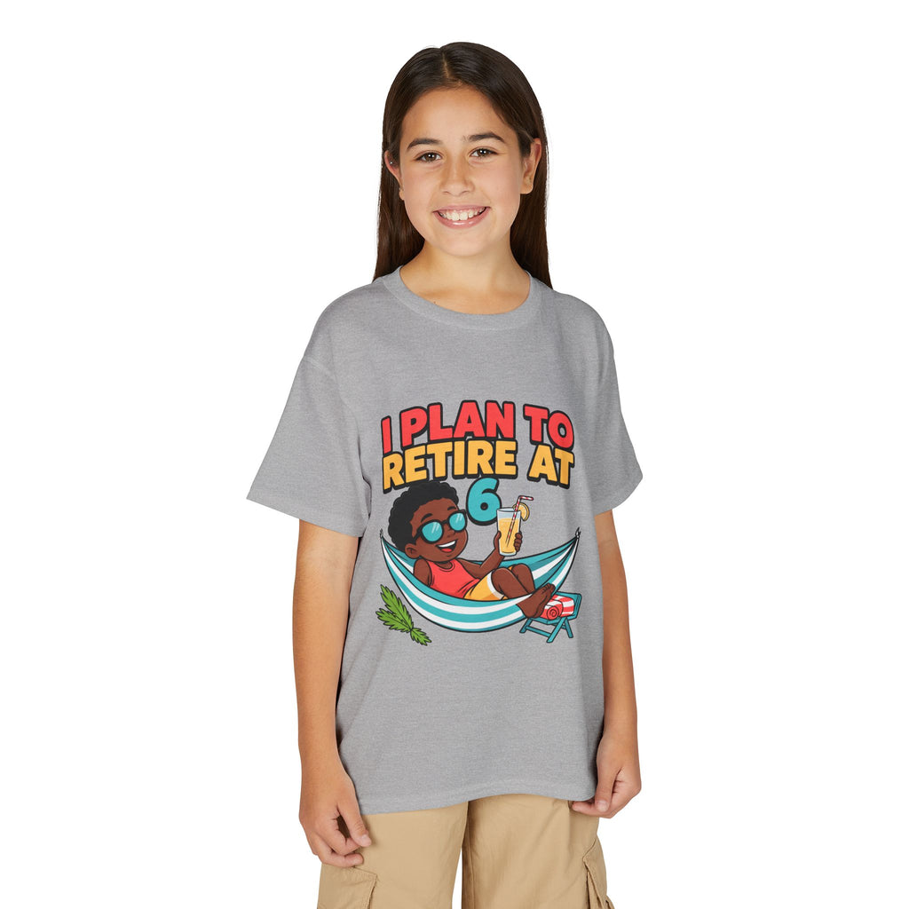 I PLAN TO RETIRE AT 6. Boys' Youth Tee | Funny Finance Kids Clothing