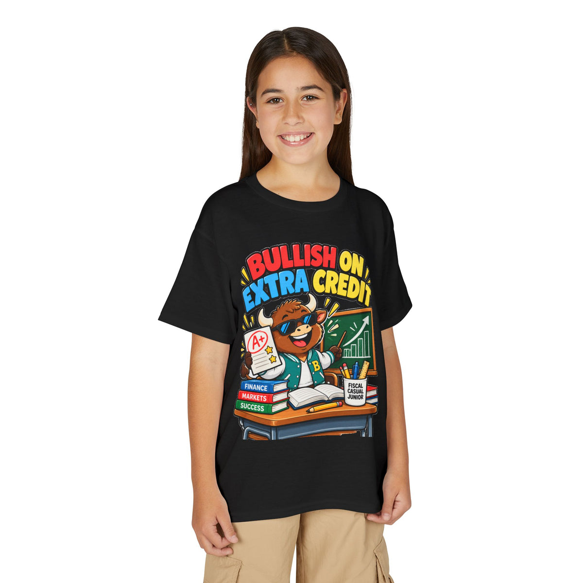 BULLISH ON EXTRA CREDIT. Youth Tee | Funny Finance Kids Clothing
