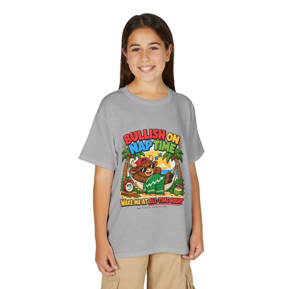 BULL NAP TIME. Youth Tee | Funny Finance Kids Clothing