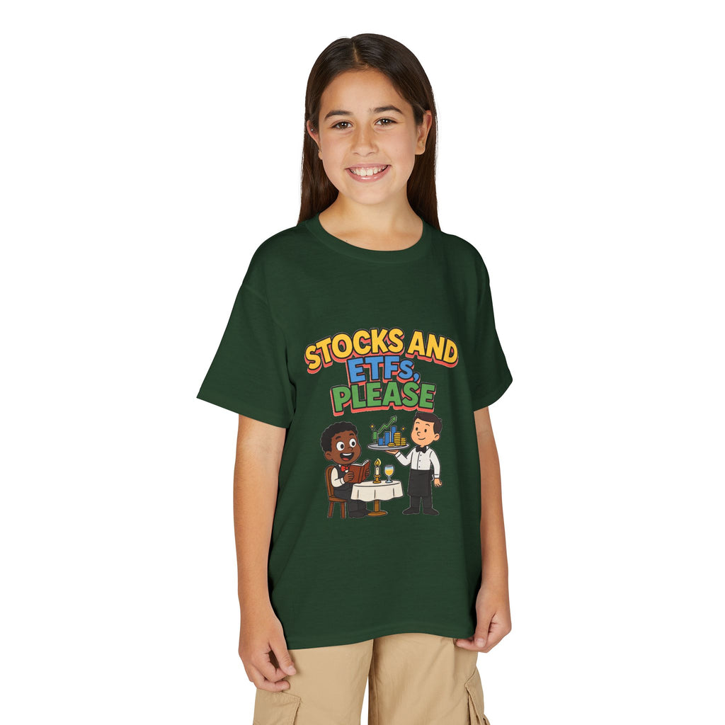 STOCKS AND ETFS, PLEASE. Boys' Youth Tee | Funny Finance Kids Clothing