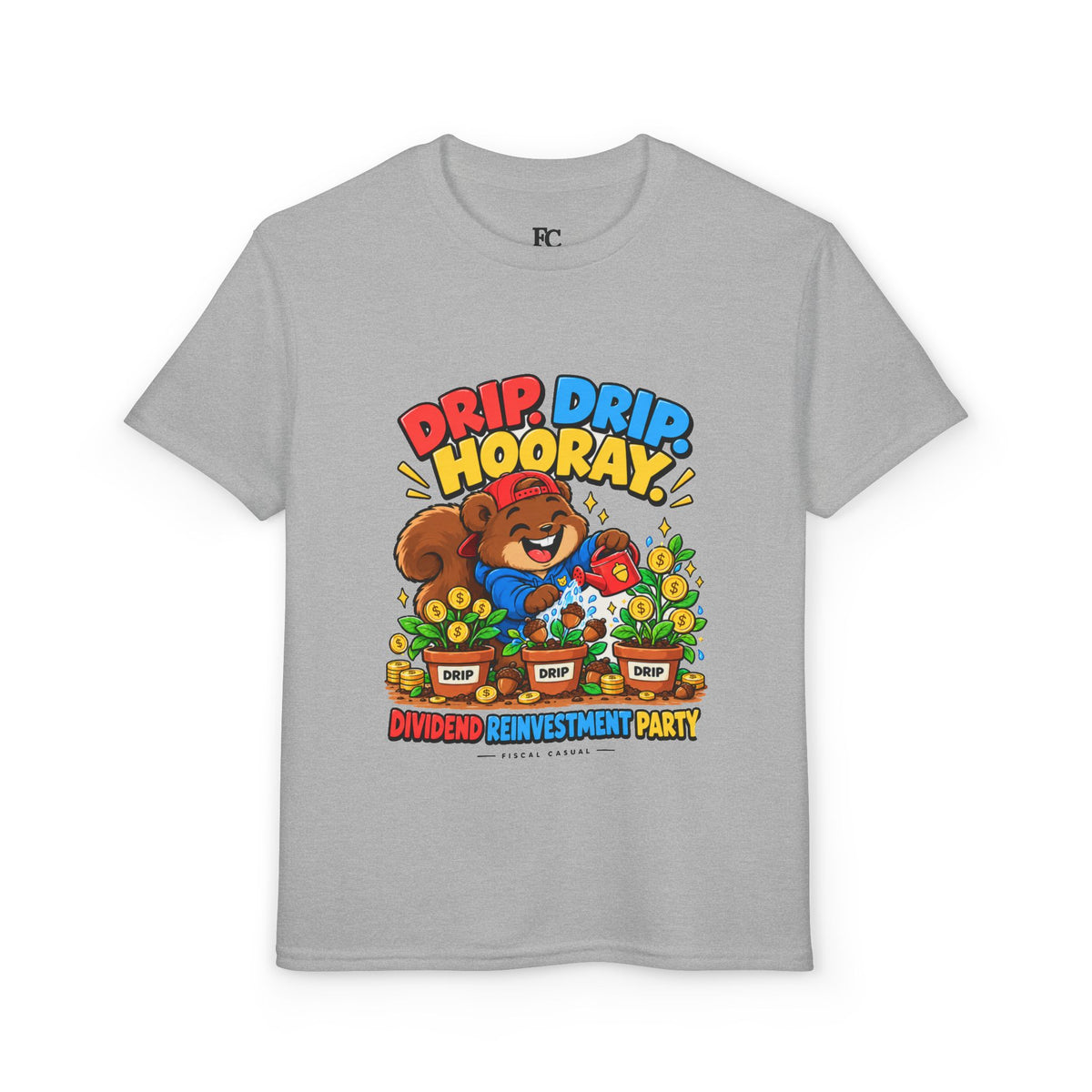 SQUIRREL DIVIDEND PARTY. Youth Tee | Funny Finance Kids Clothing