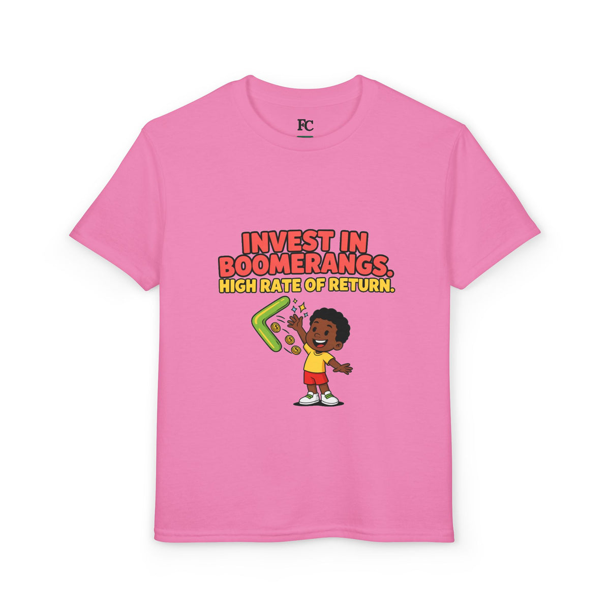 INVEST IN BOOMERANGS. HIGH RATE OF RETURN. Boys' Youth Tee | Funny Finance Kids Clothing