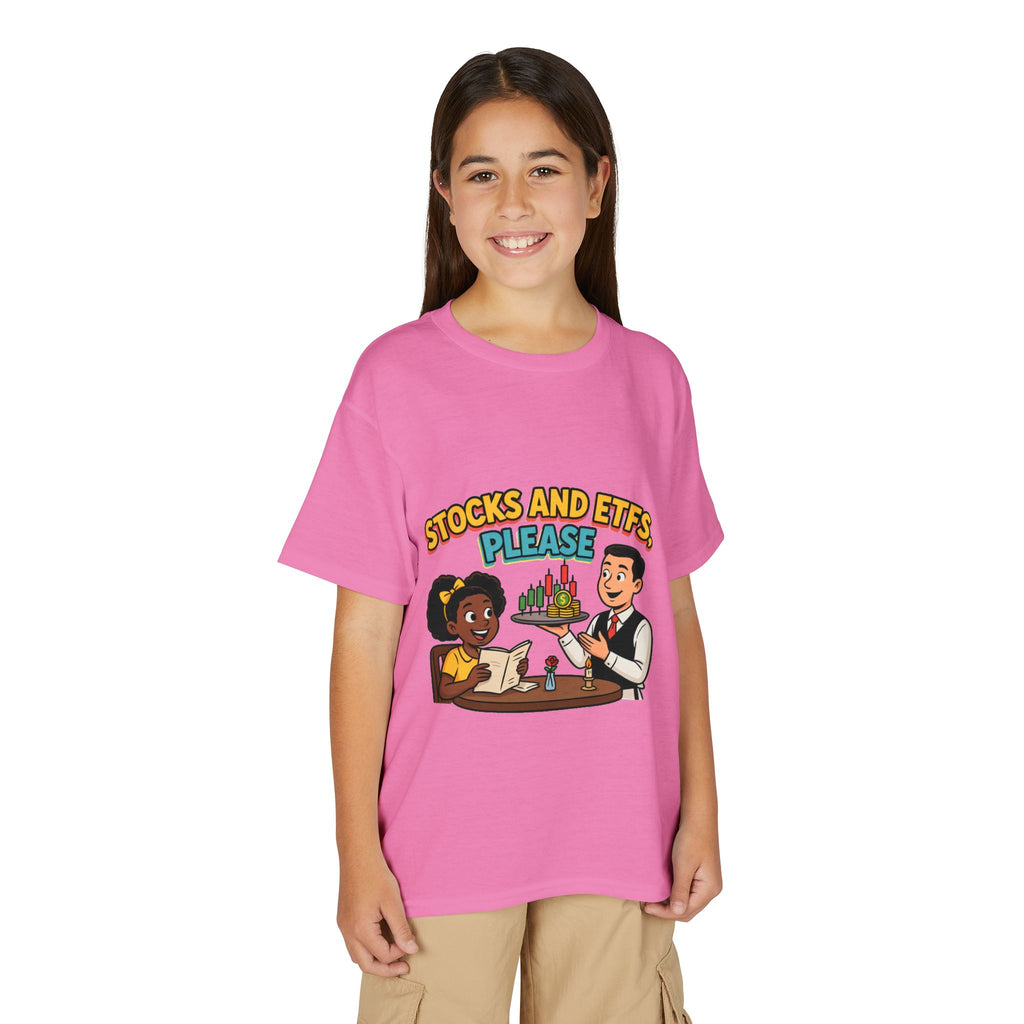STOCKS AND ETFS, PLEASE. Girls' Youth Tee | Funny Finance Kids Clothing