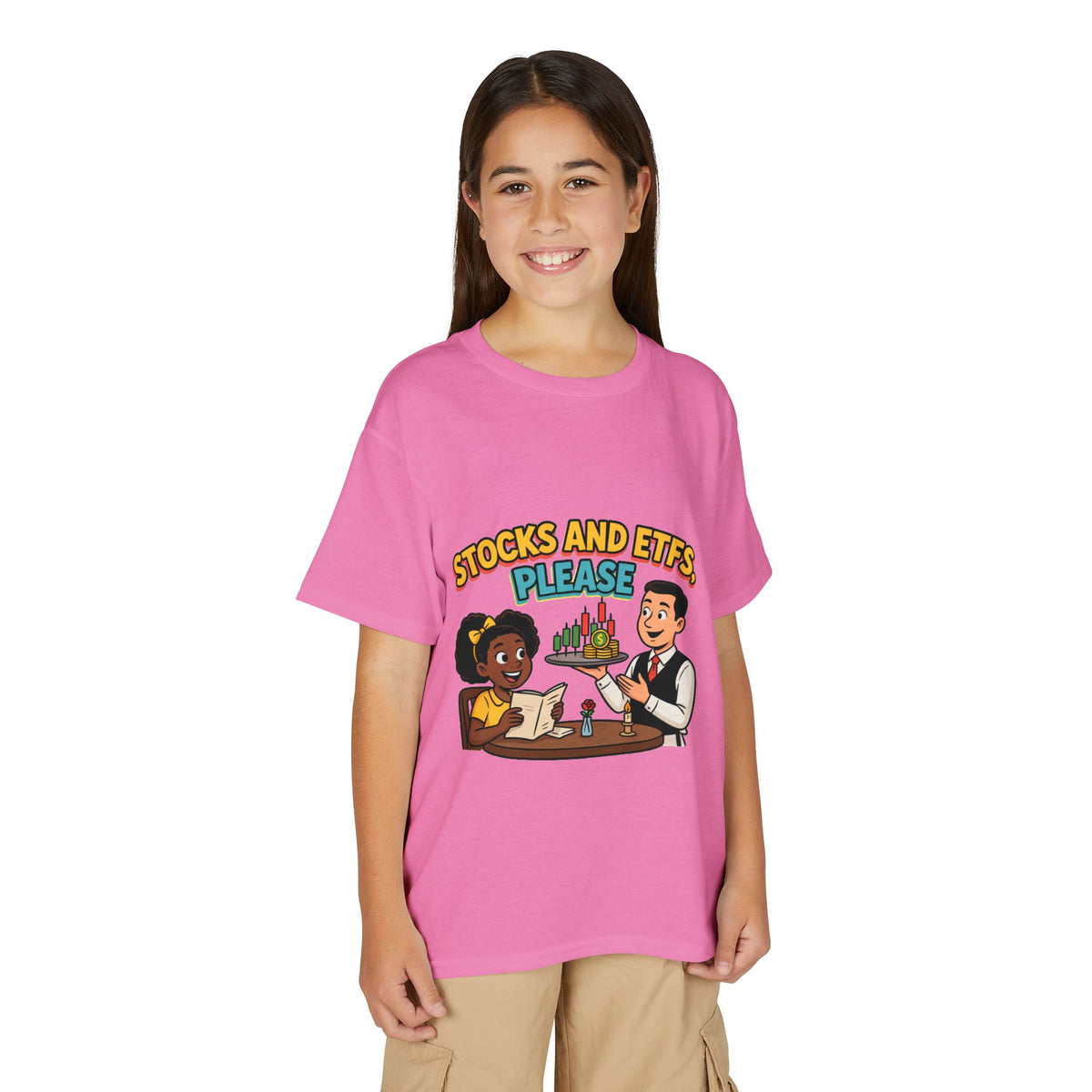 STOCKS AND ETFS, PLEASE. Girls' Youth Tee | Funny Finance Kids Clothing