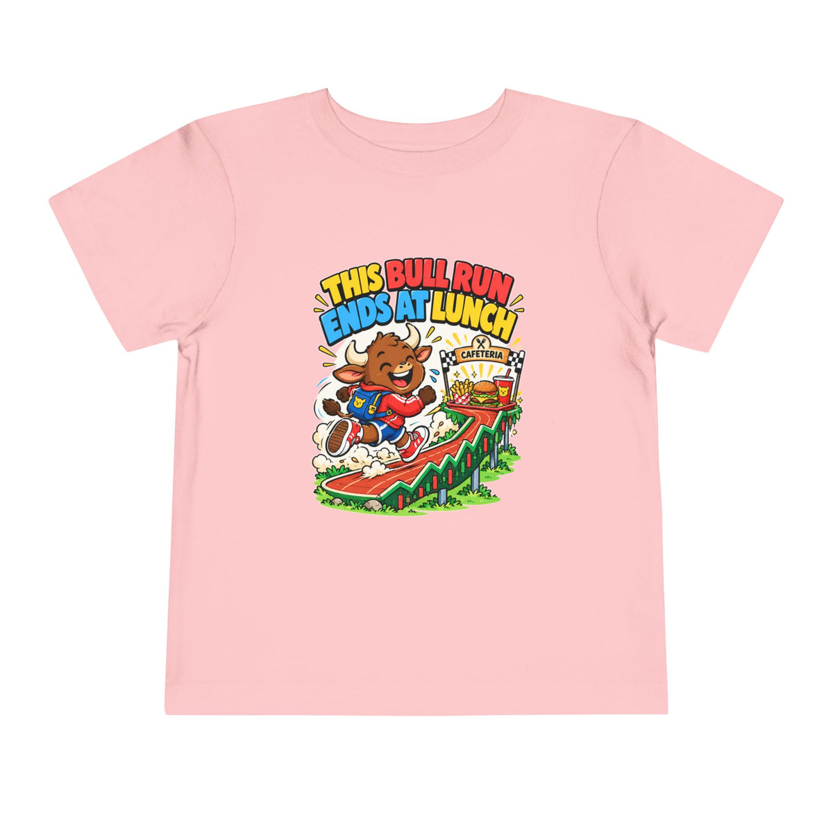THIS BULL RUN ENDS AT LUNCH. Toddler Tee | Funny Finance Kids Clothing