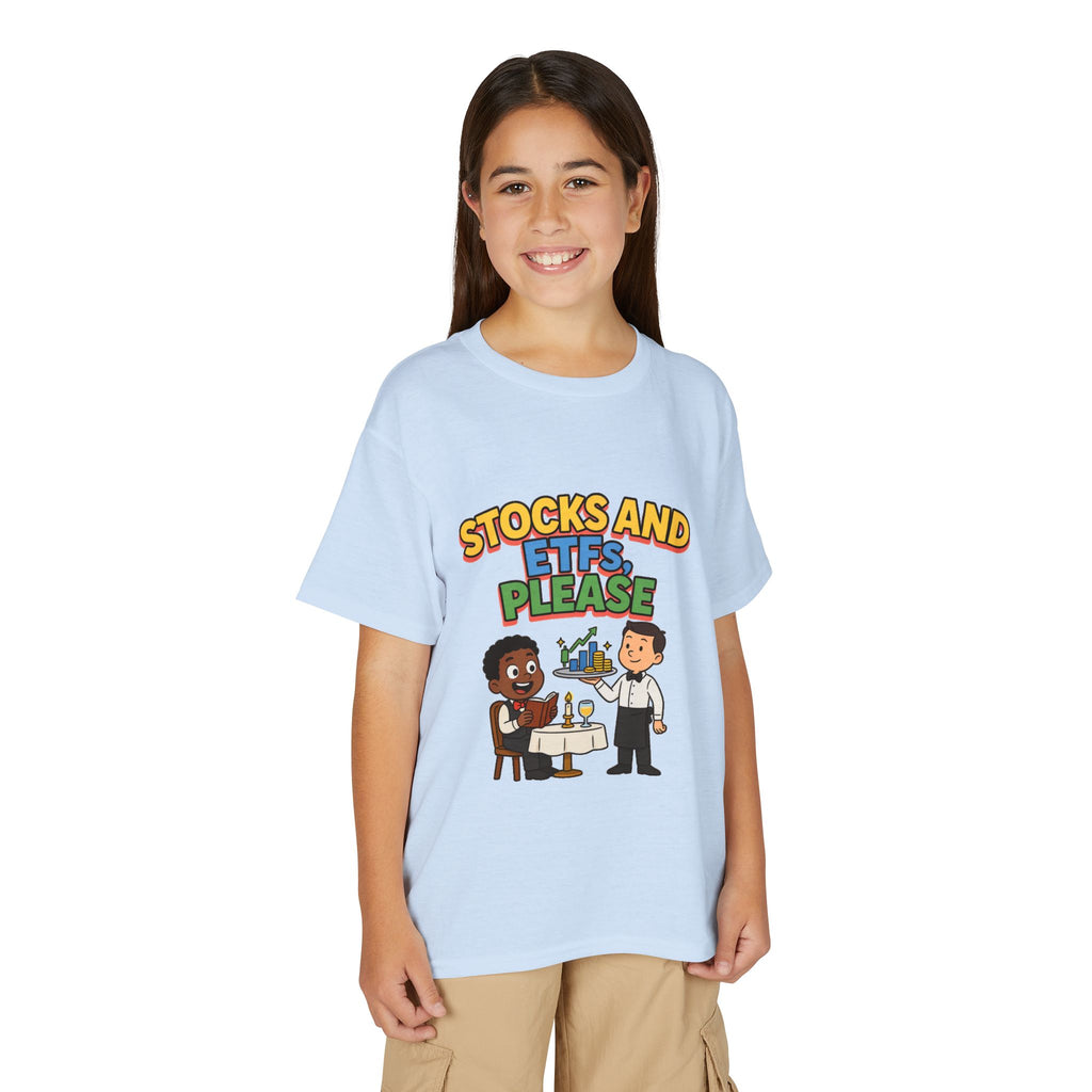 STOCKS AND ETFS, PLEASE. Boys' Youth Tee | Funny Finance Kids Clothing