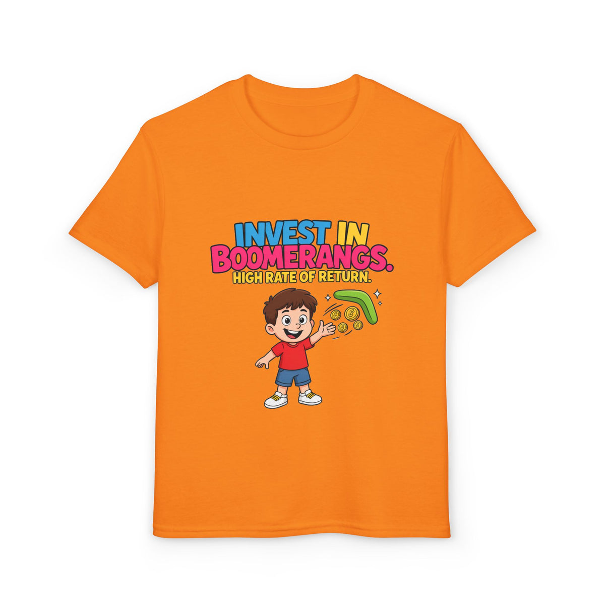 INVEST IN BOOMERANGS. HIGH RATE OF RETURN. Boys' Youth Tee | Funny Finance Kids Clothing