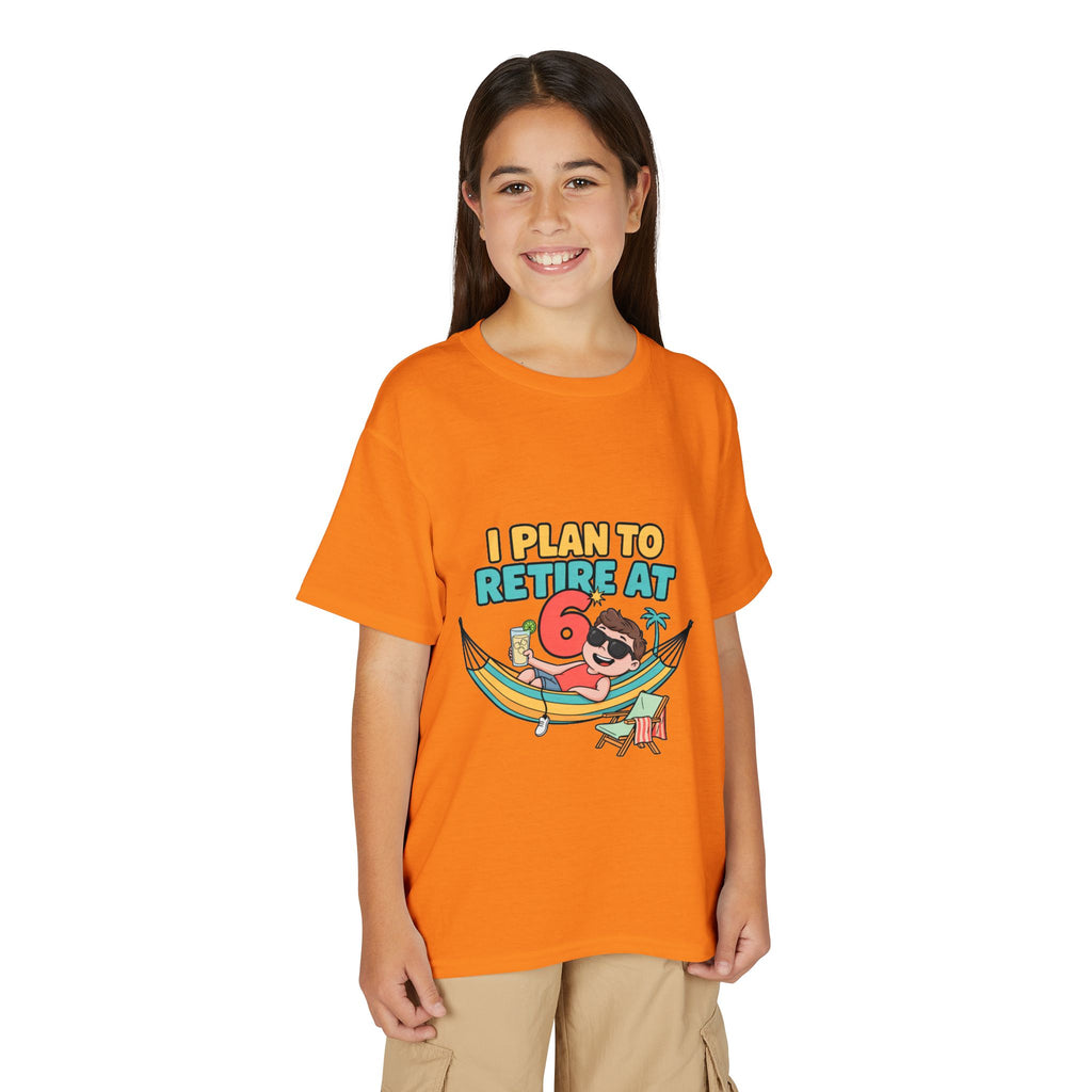 I PLAN TO RETIRE AT 6. Boys' Youth Tee | Funny Finance Kids Clothing